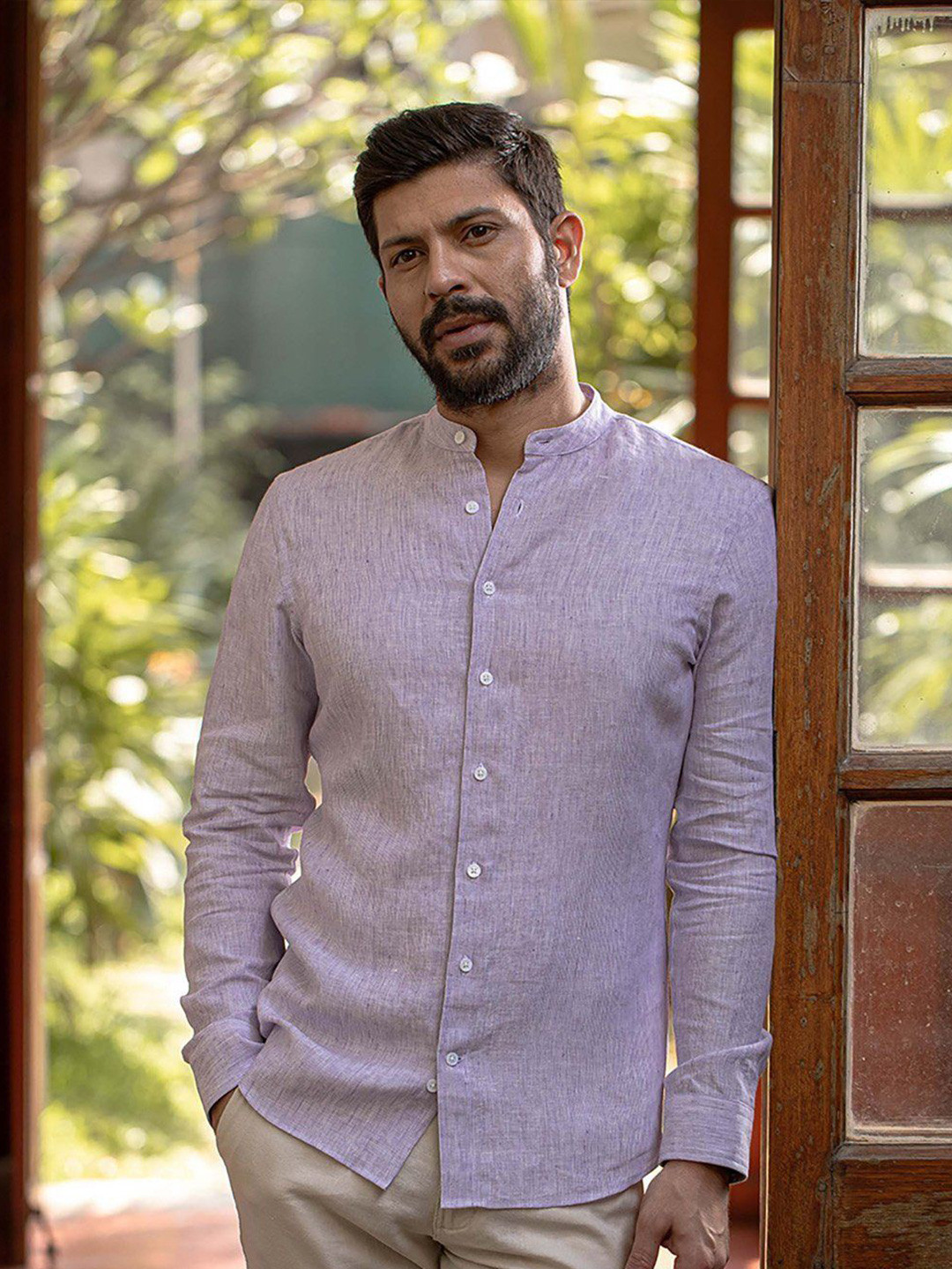 

Monks of Method Men Comfort Opaque Checked Casual Shirt, Purple