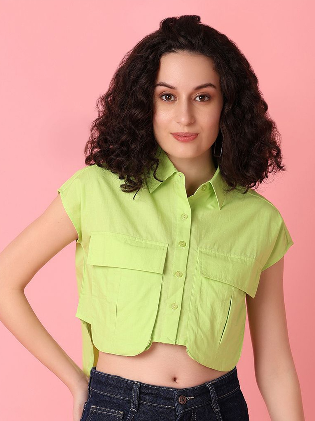 

UNLIMITED Women Classic Opaque Casual Shirt, Lime green