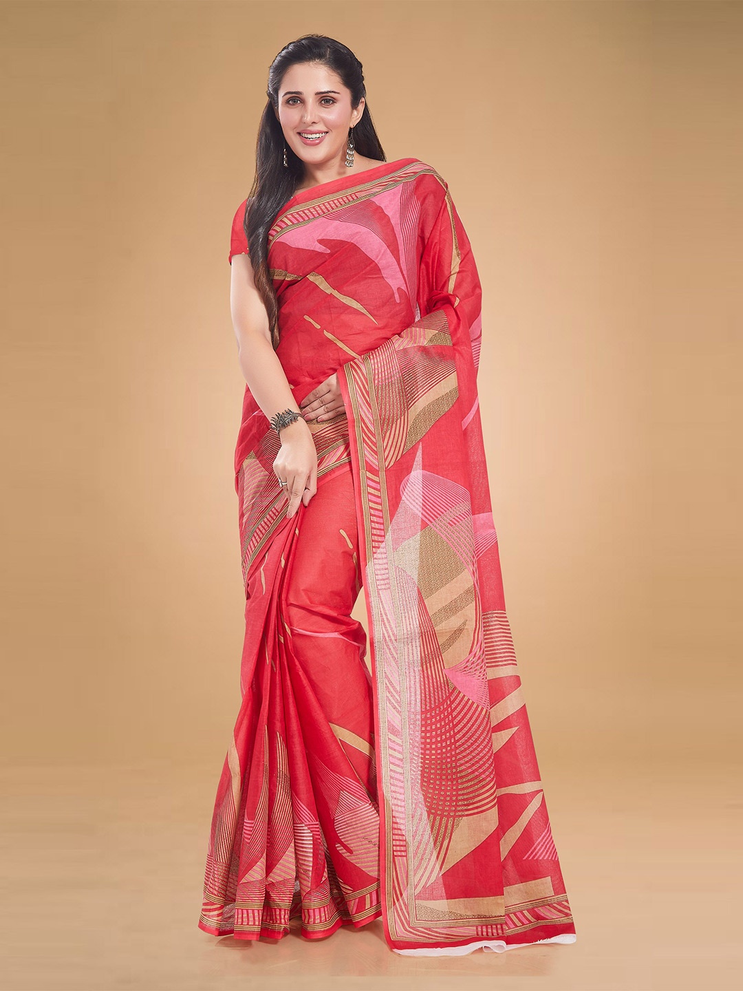 

Rani Saahiba Batik Pure Cotton Saree, Pink