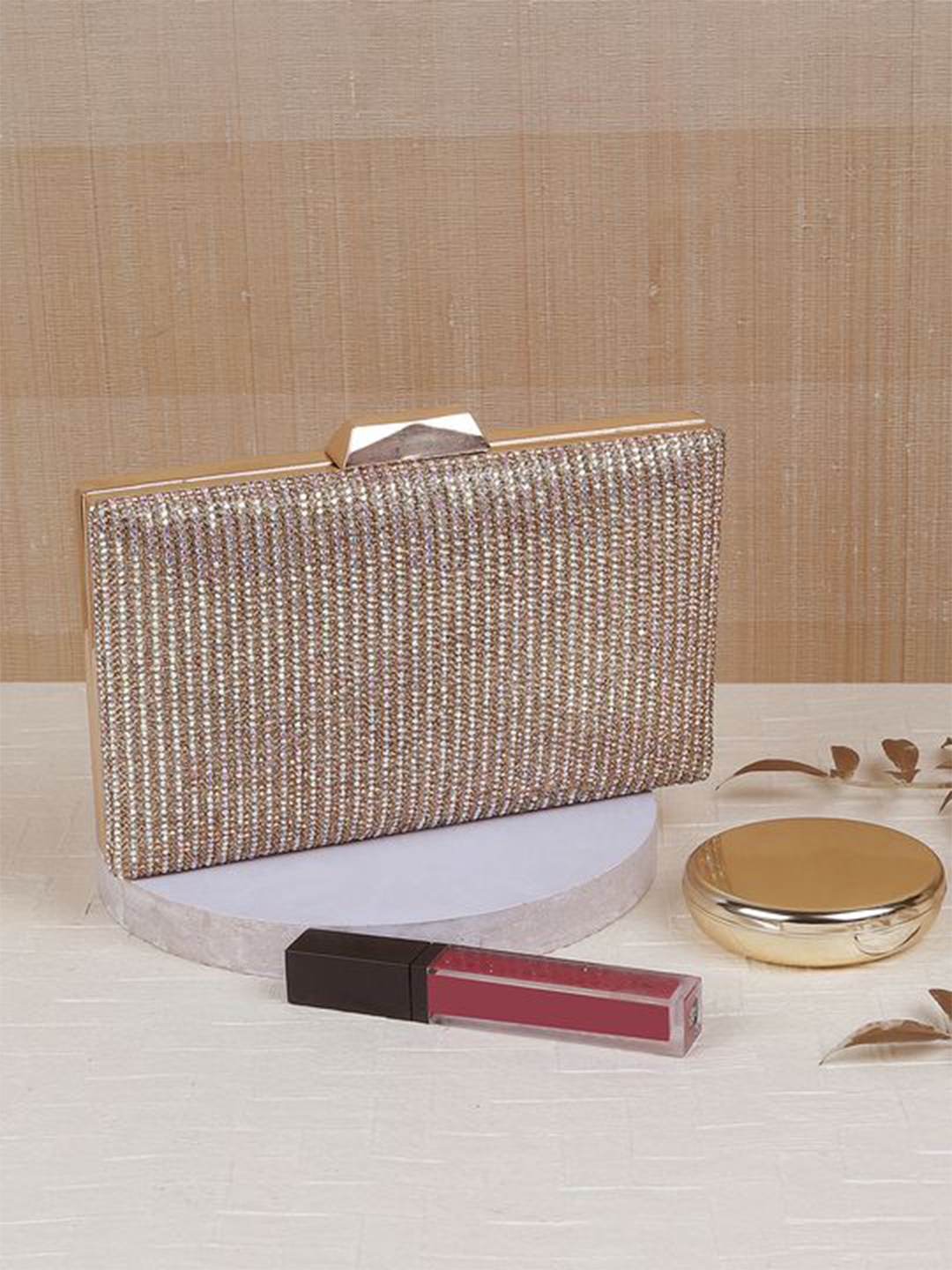 

Metro Embellished Box Clutch, Gold