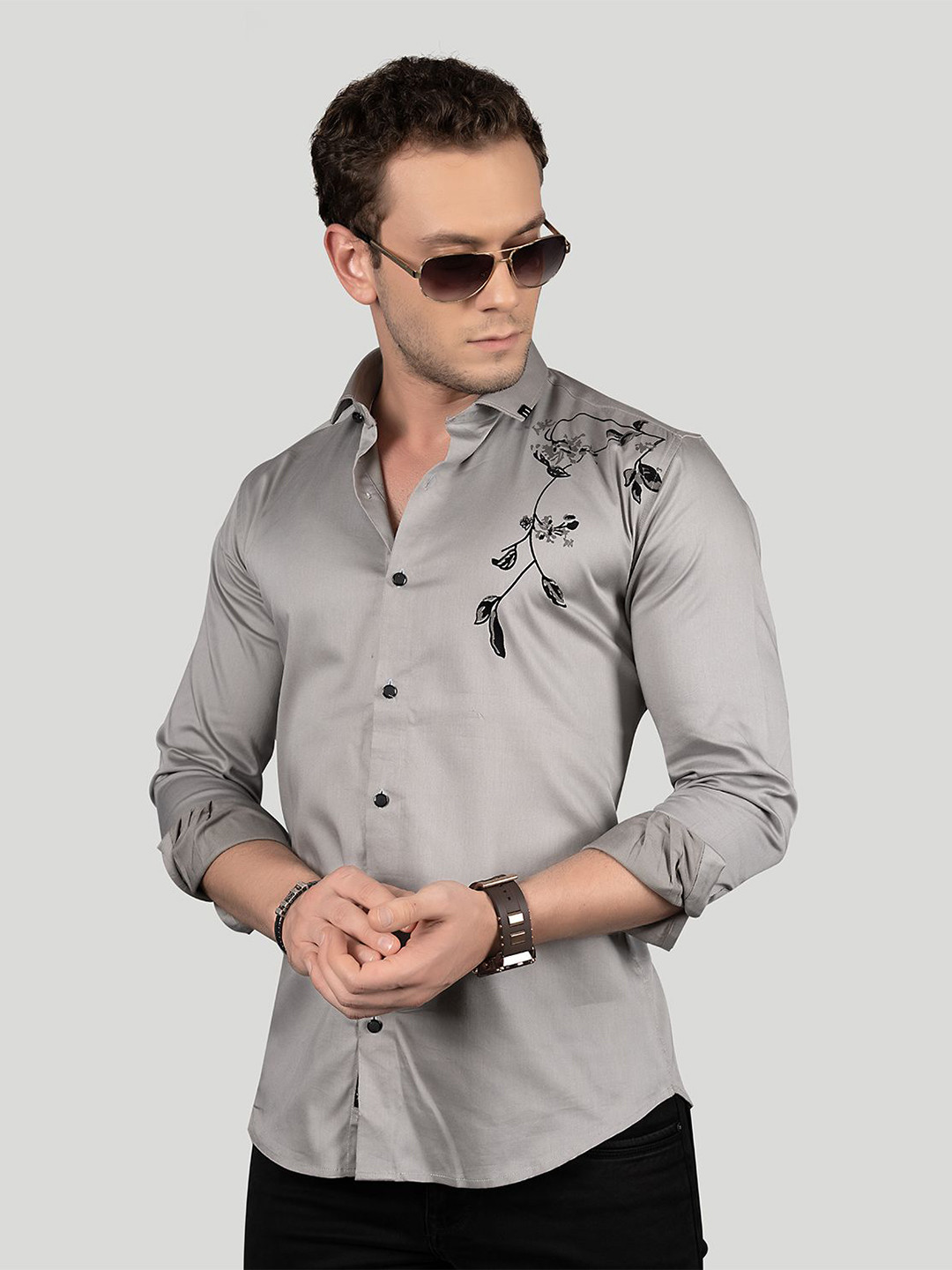 

ALMATY Men Comfort Slim Fit Opaque Party Shirt, Green