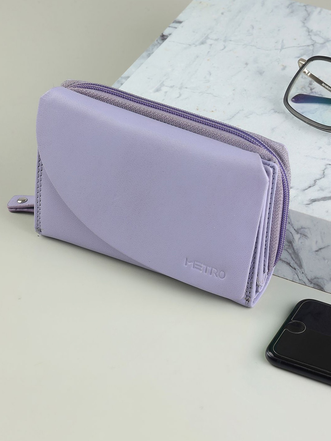 

Metro Women Leather Zip Around Wallet, Purple