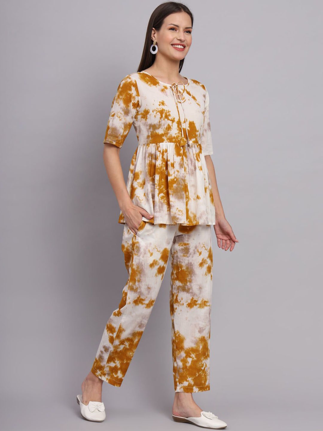 

KALINI Dyed Top & Trousers Co-Ord Set, White