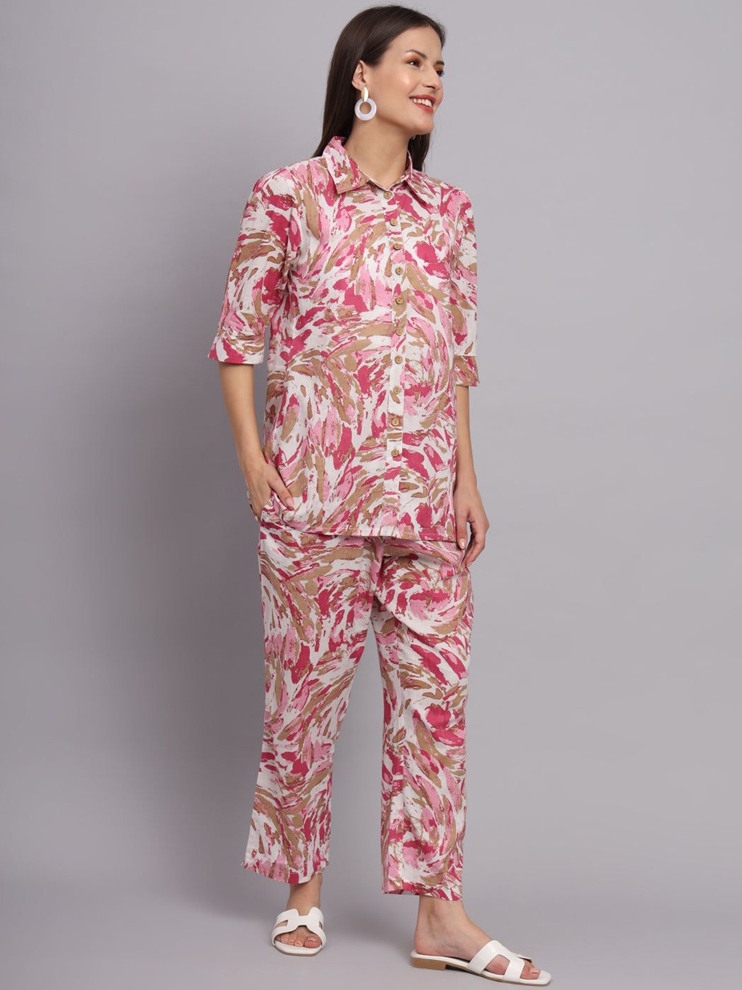 

KALINI Printed Top With Trouser Co-Ord Set, Pink