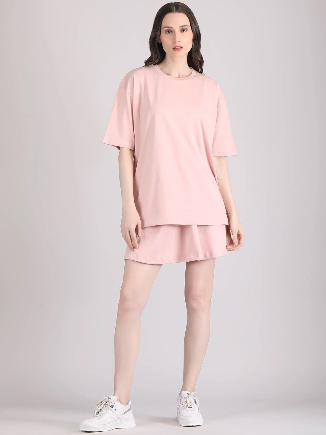 

Raxedo Pure Cotton T-Shirt & Skirt Co-Ords, Peach