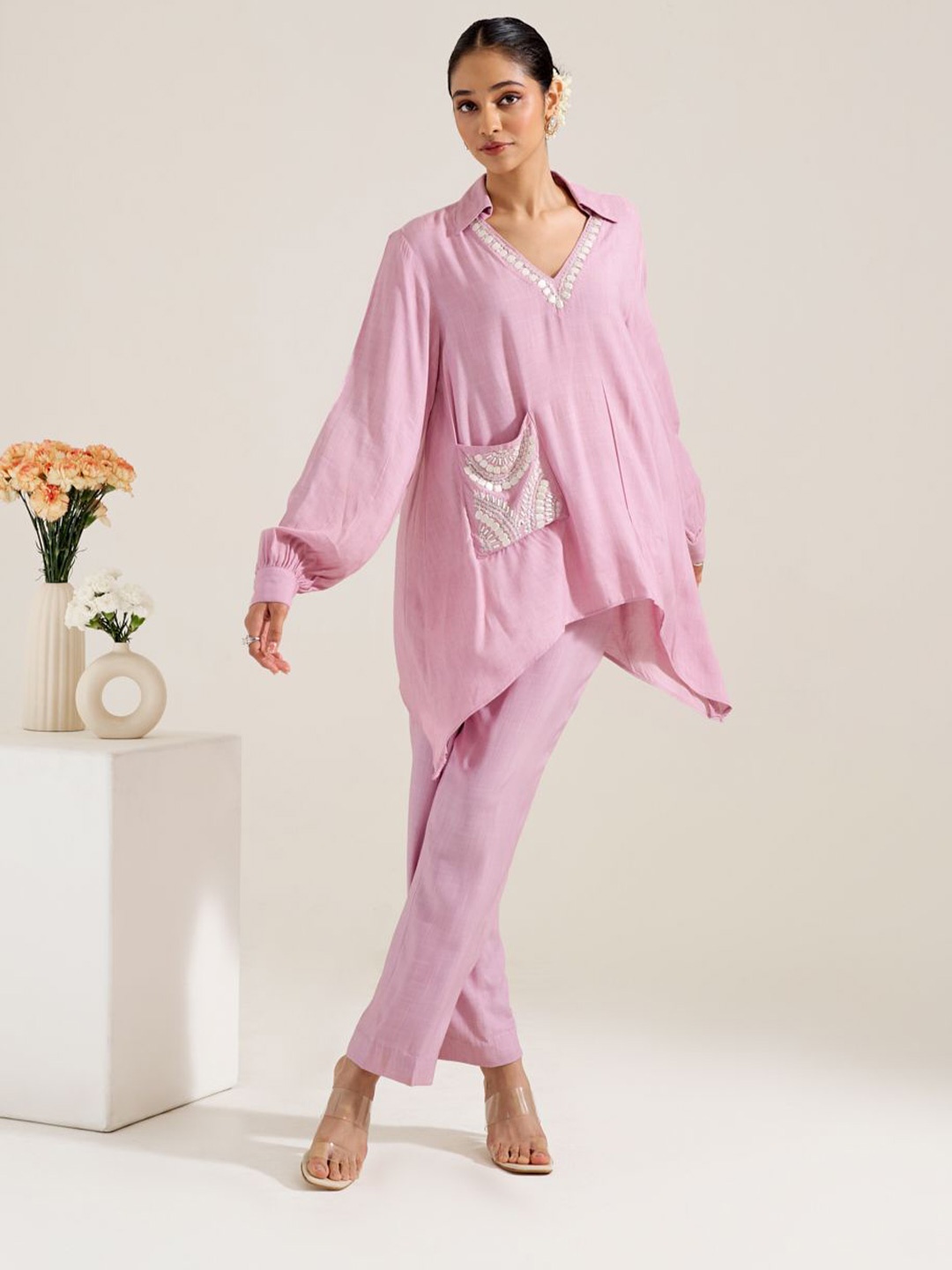 

Siyona by Ankurita Top With Trouser Co-Ords Set, Lavender