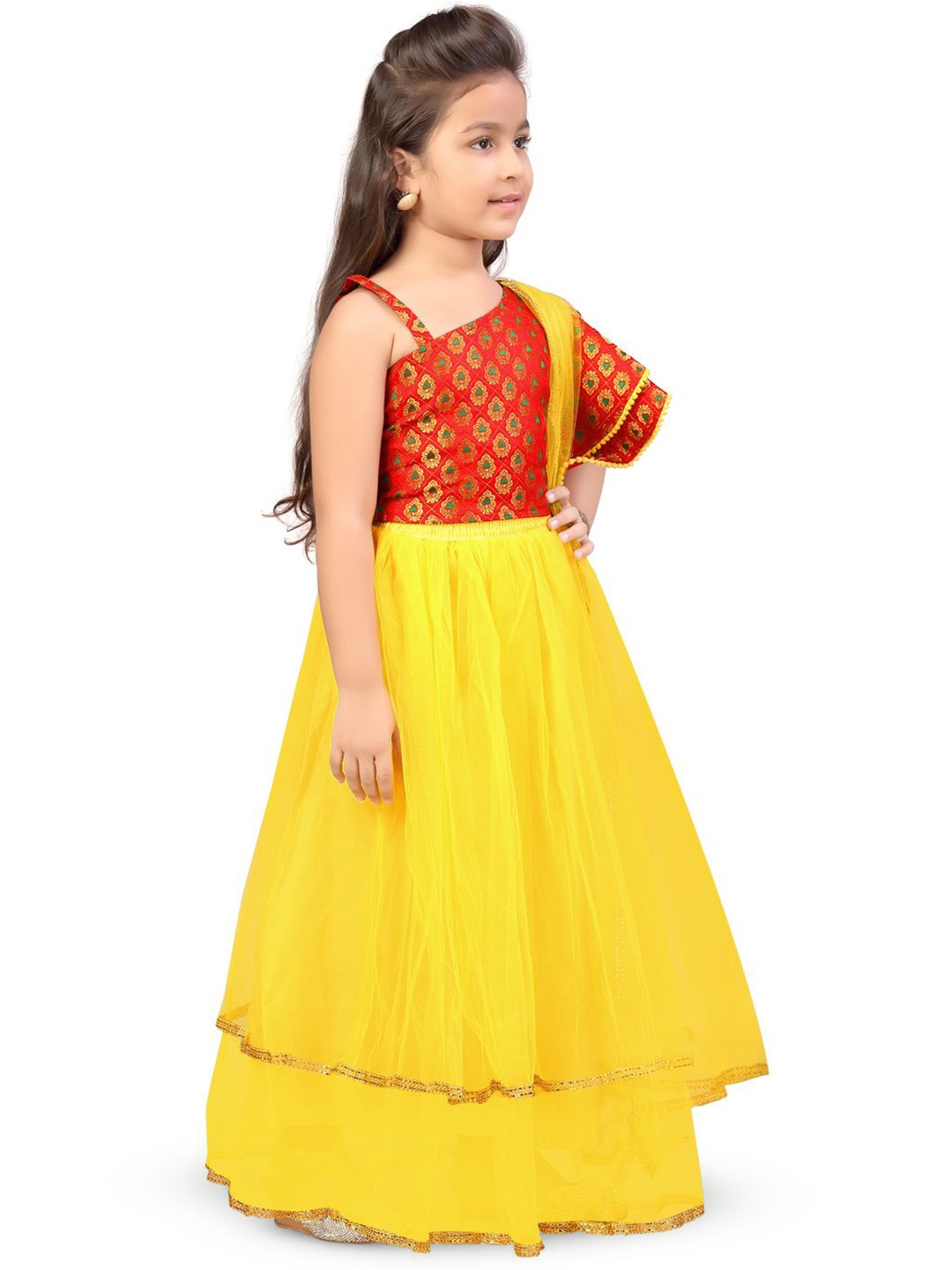 

BAESD Girls Ready to Wear Lehenga & Blouse With Dupatta, Yellow