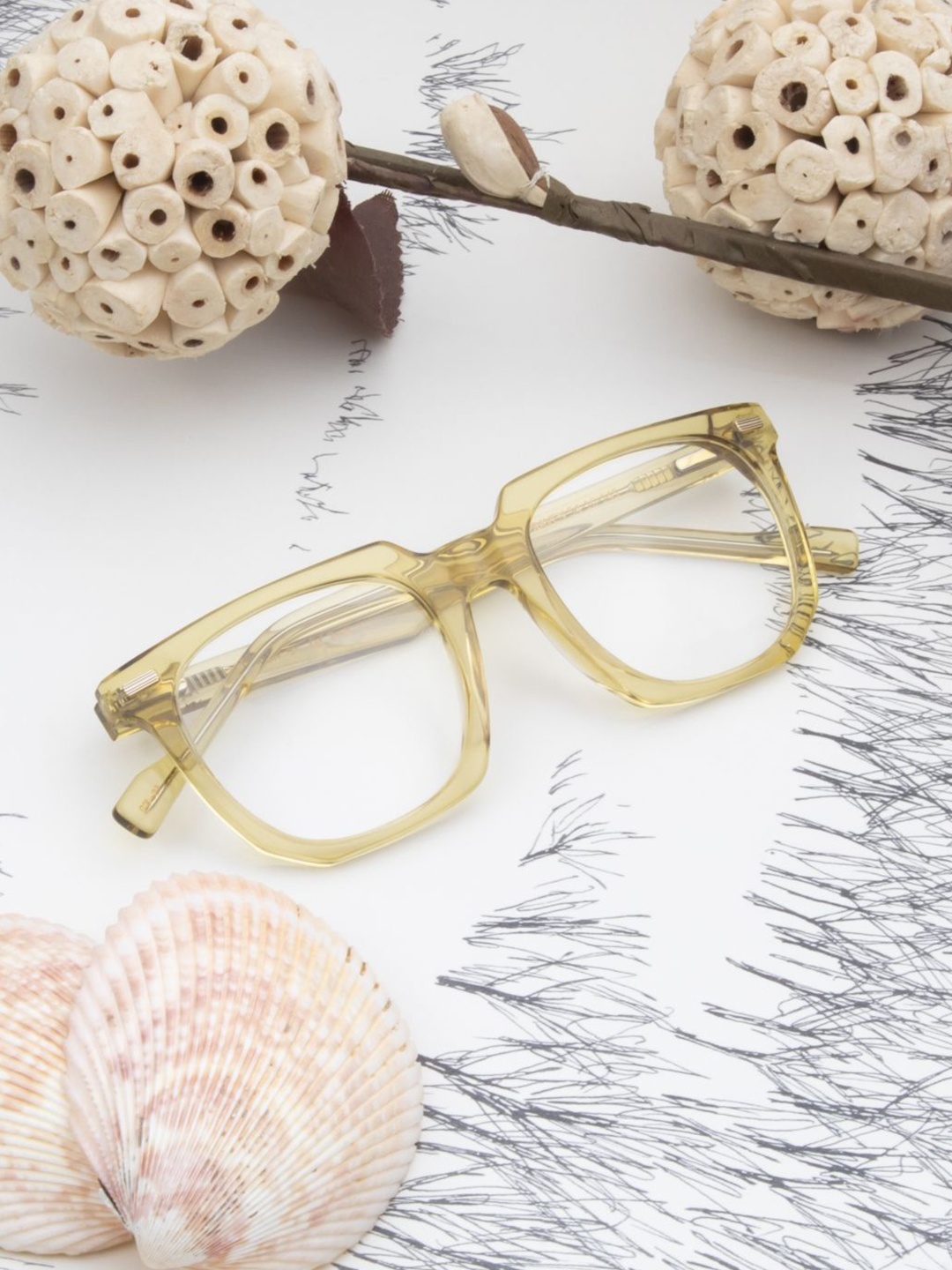 

Ted Smith Unisex 100% Acetate Full Rim Square Frames, Yellow