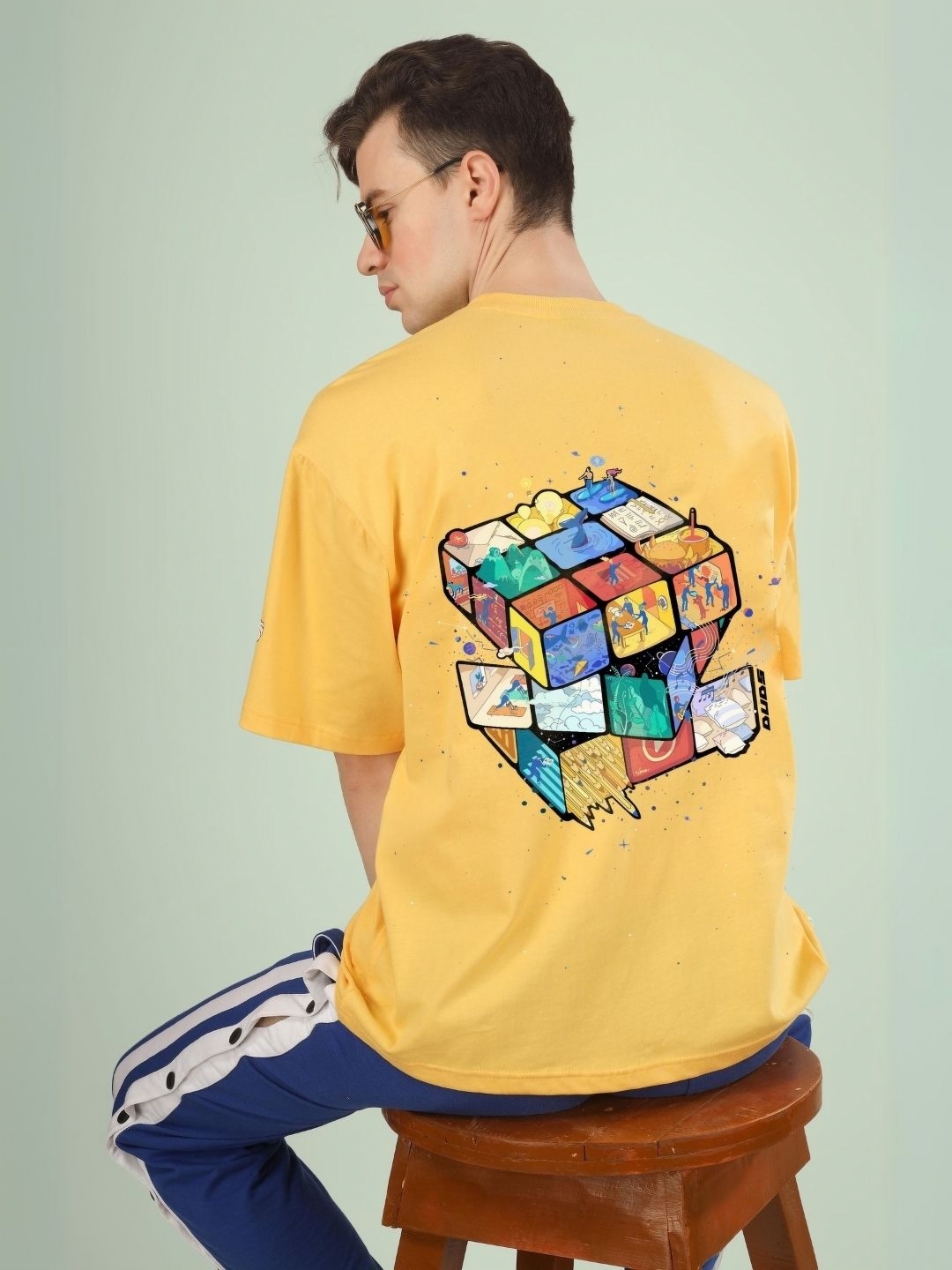 

WEARDUDS Men Printed Applique T-shirt, Yellow