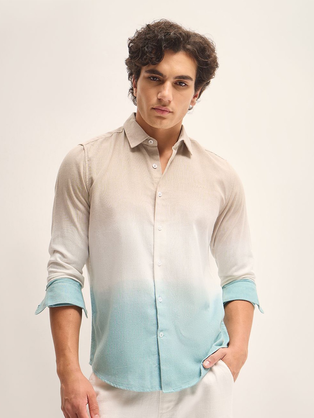 

THE BEAR HOUSE Men Slim Fit Opaque Casual Shirt, White