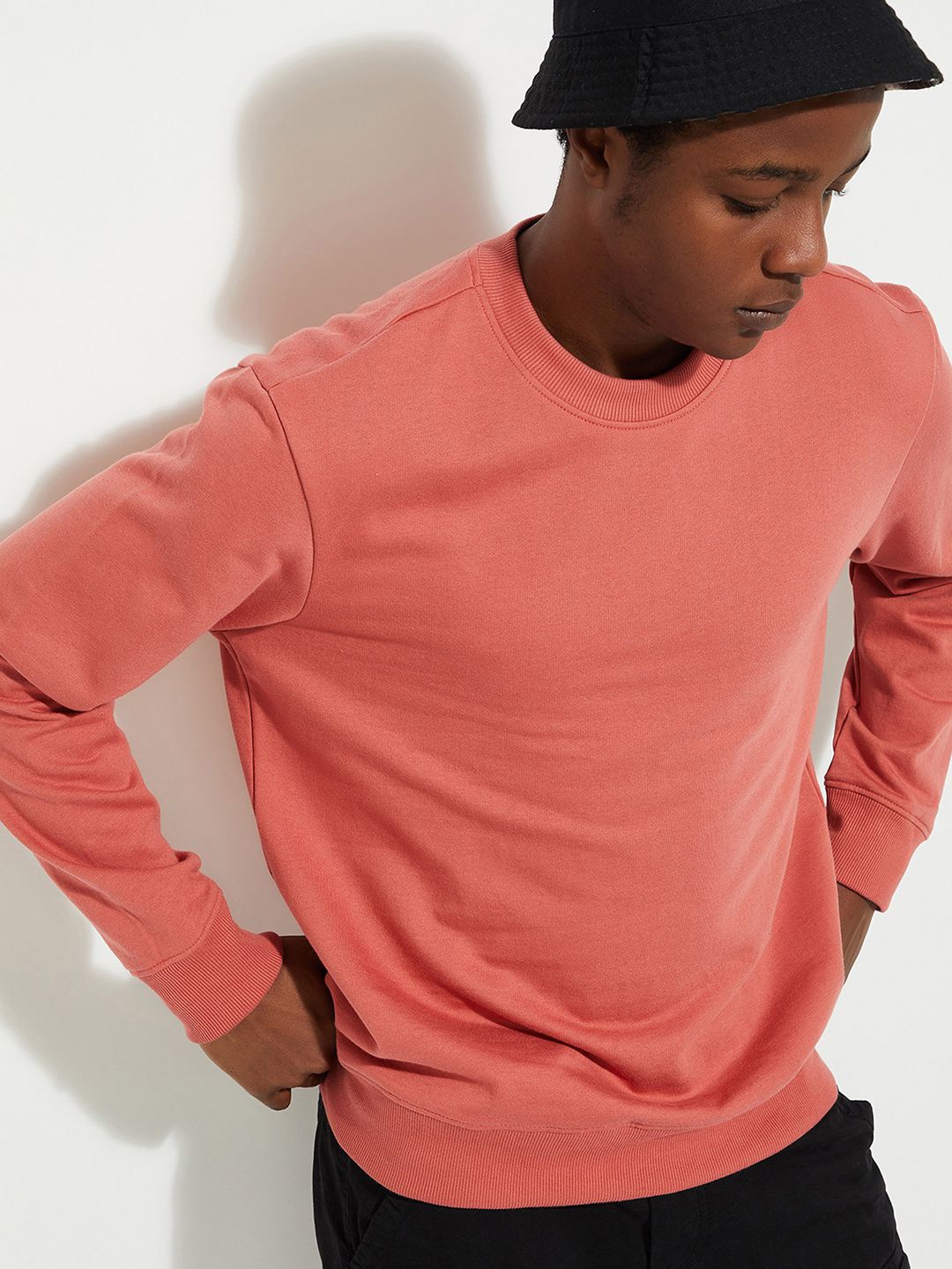 

max URB_N Men Solid Sweatshirt, Orange