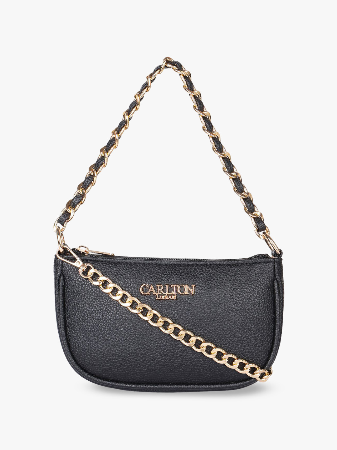 

Carlton London Textured Structured Handheld Bag with Quilted, Black