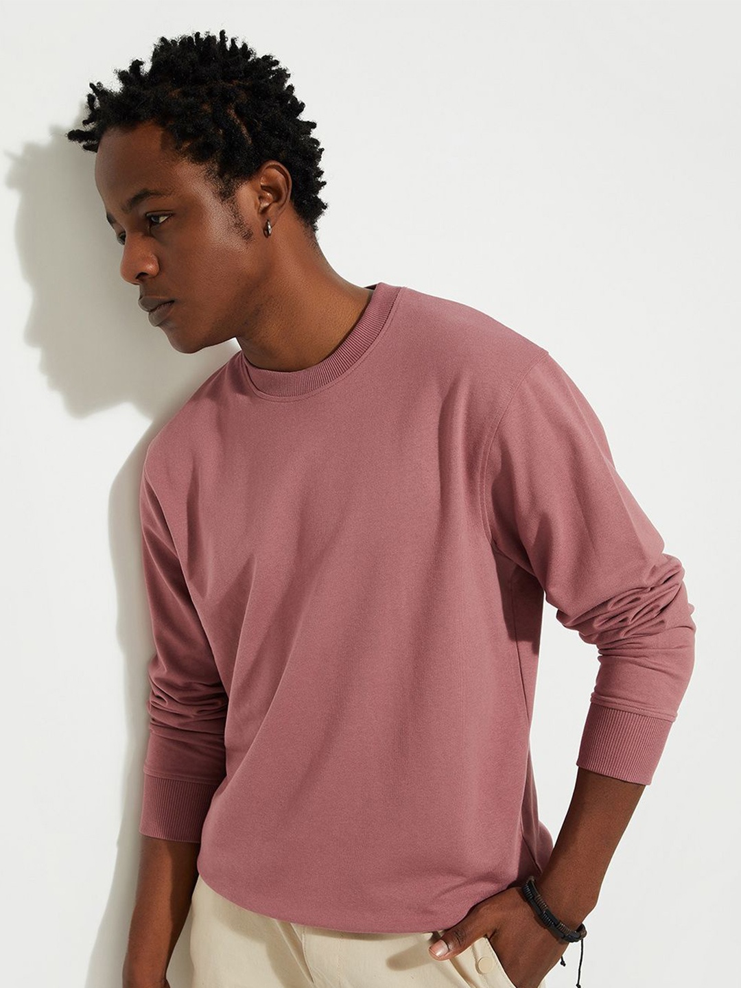 

max URB_N Men Solid Sweatshirt, Pink