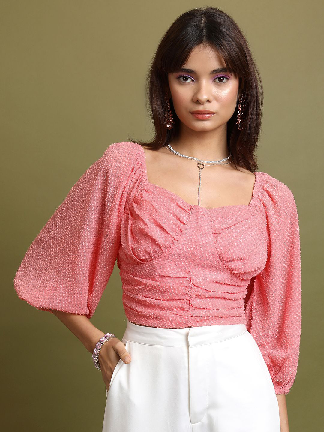 

Tokyo Talkies Puff Sleeve Top, Pink