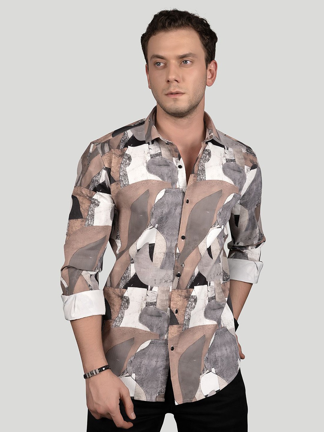 

ALMATY Men Comfort Slim Fit Opaque Printed Party Shirt, Multi