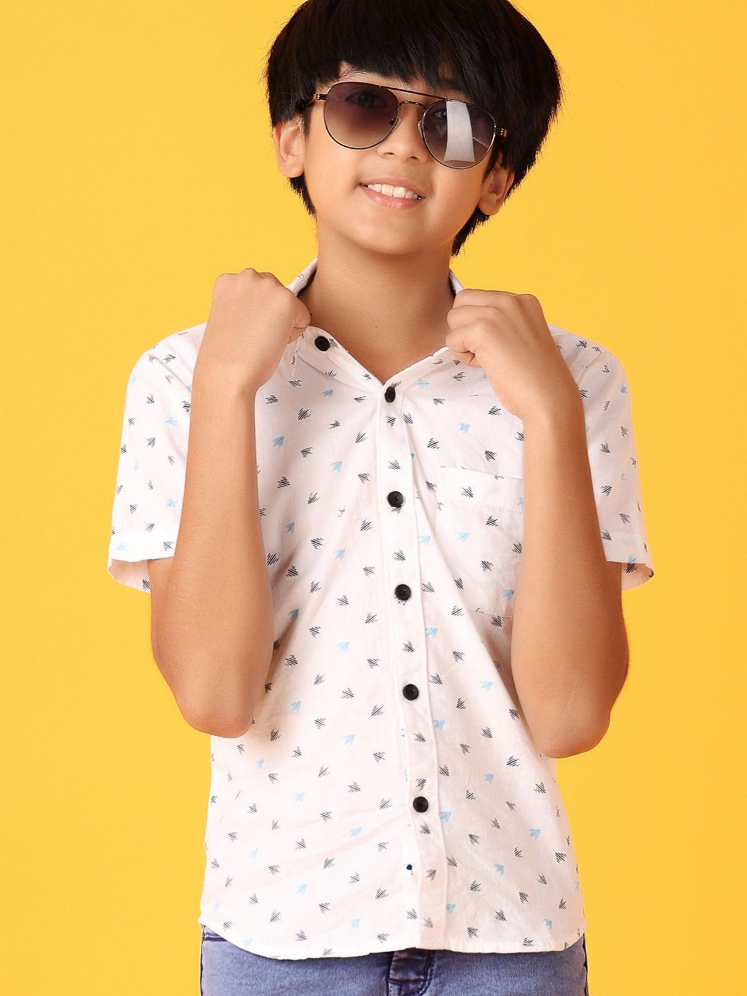 

V-Mart Boys Classic Opaque Printed Casual Shirt, White