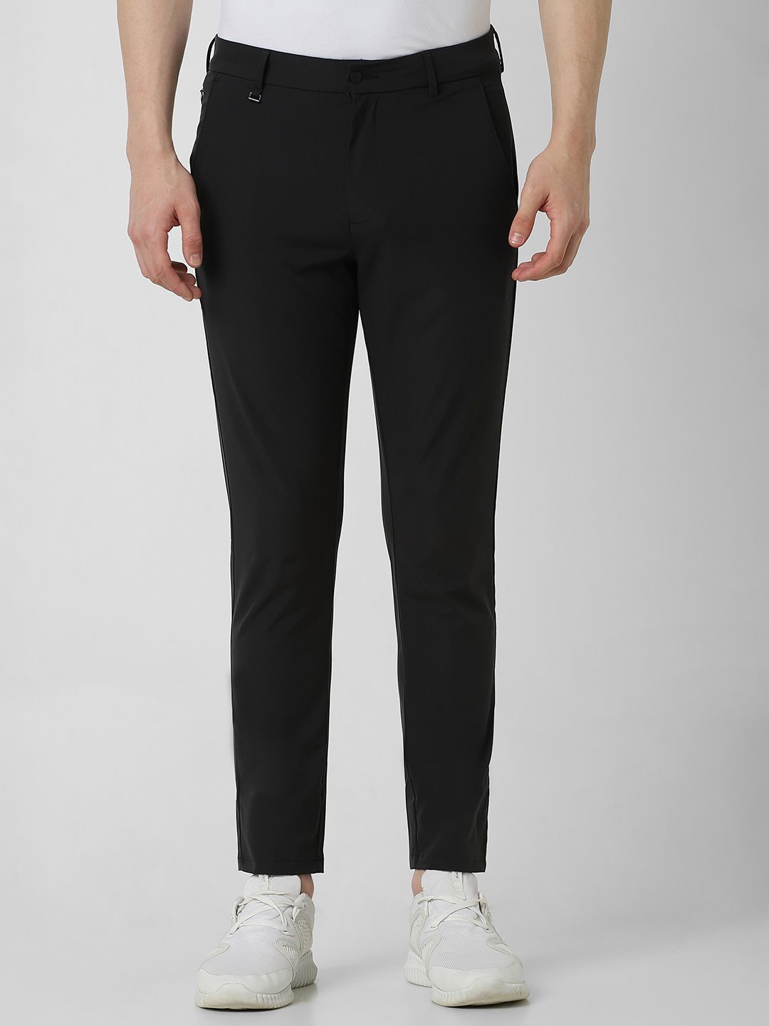 

Van Heusen Flex Men Mid-Rise Slim Fit Trousers, Black