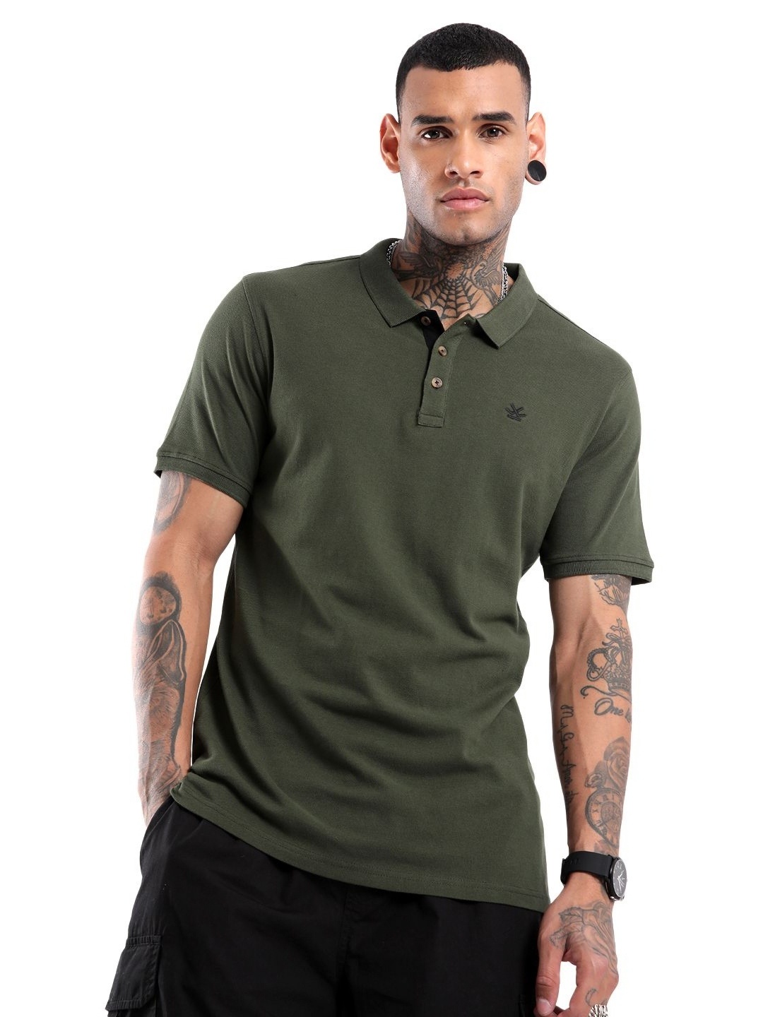 

WROGN Timeless Polo Collar Slim Fit Cotton T-shirt, Olive