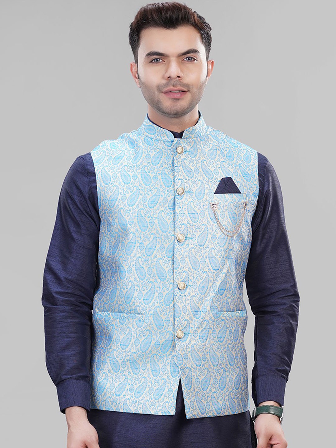 

LA'SCOOT Men Regular Kurta with Pyjamas, Blue