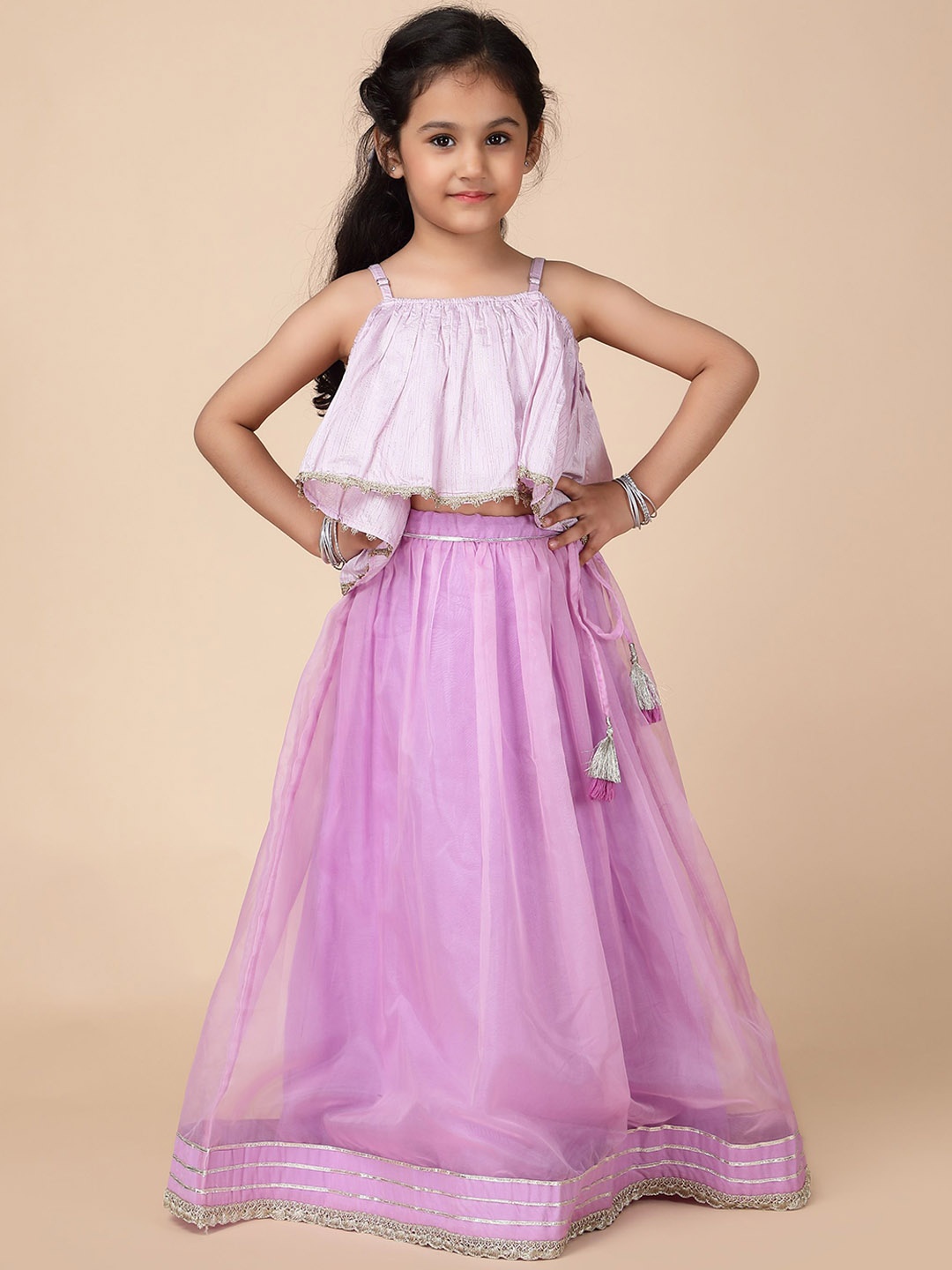 

HERE&NOW Girls Top & Skirt Clothing Set, Lavender