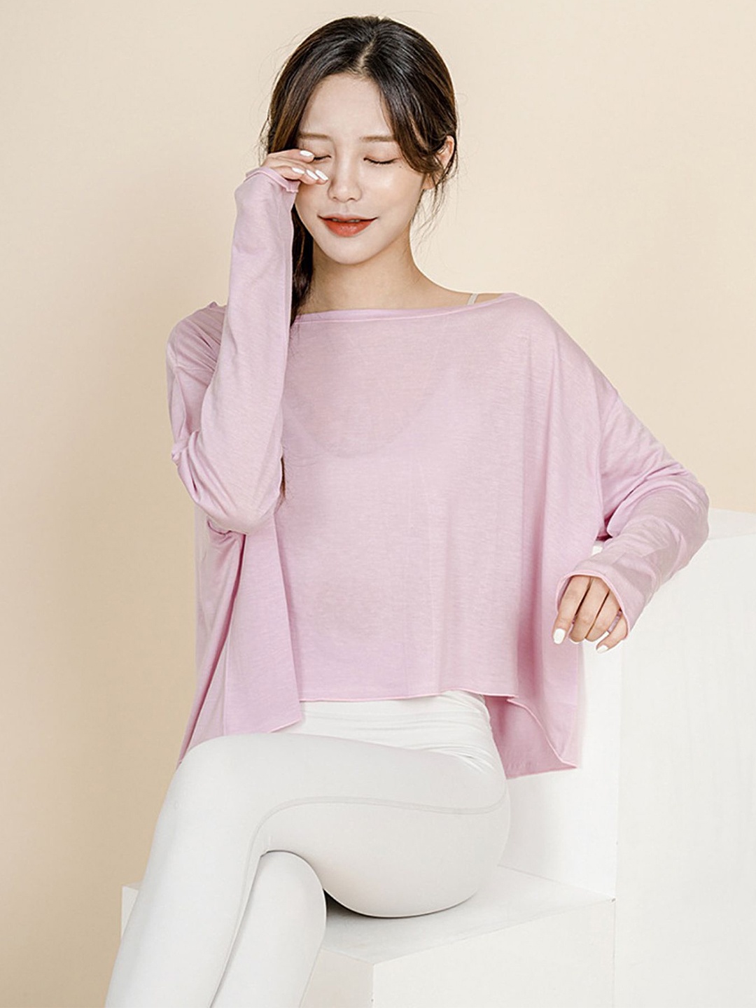 

LULU & SKY Extended Sleeves Cotton Boxy Top, Pink
