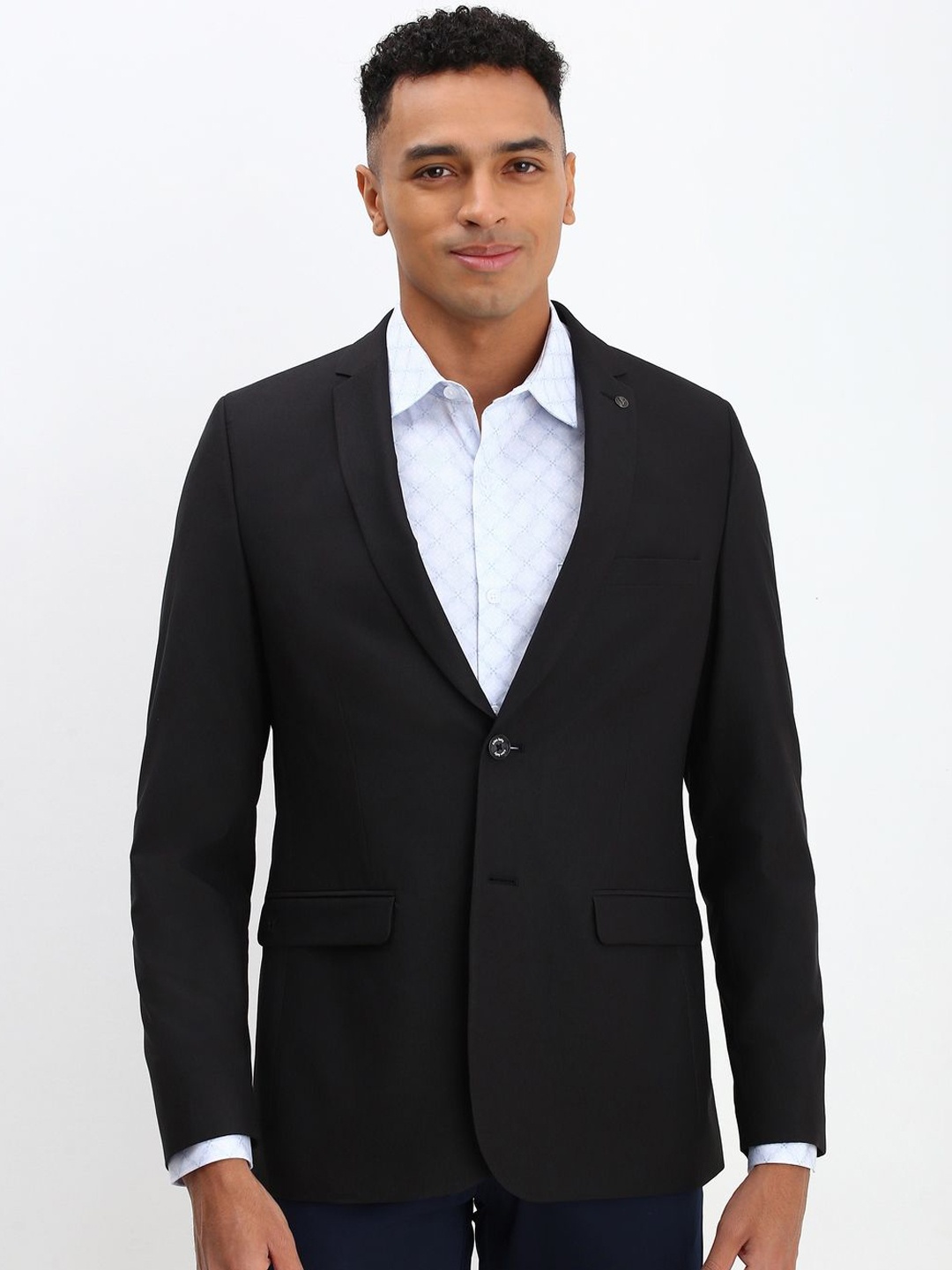 

Allen Solly Slim-Fit Long Sleeve Single Breasted Blazers, Black