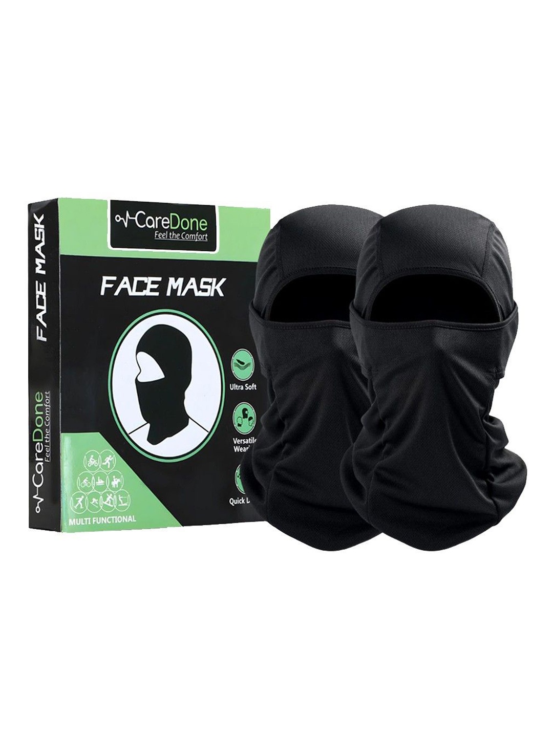 

CareDone Men Pack Of 2 Reusable Bike Riding Dust Protection Face Mask, Black