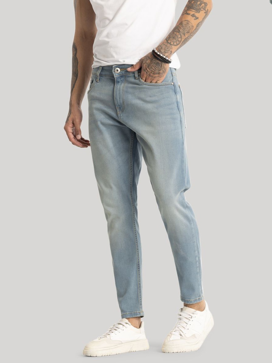 

Snitch Men Narrow Skinny Fit Low Distress Heavy Fade Stretchable Jeans, Blue