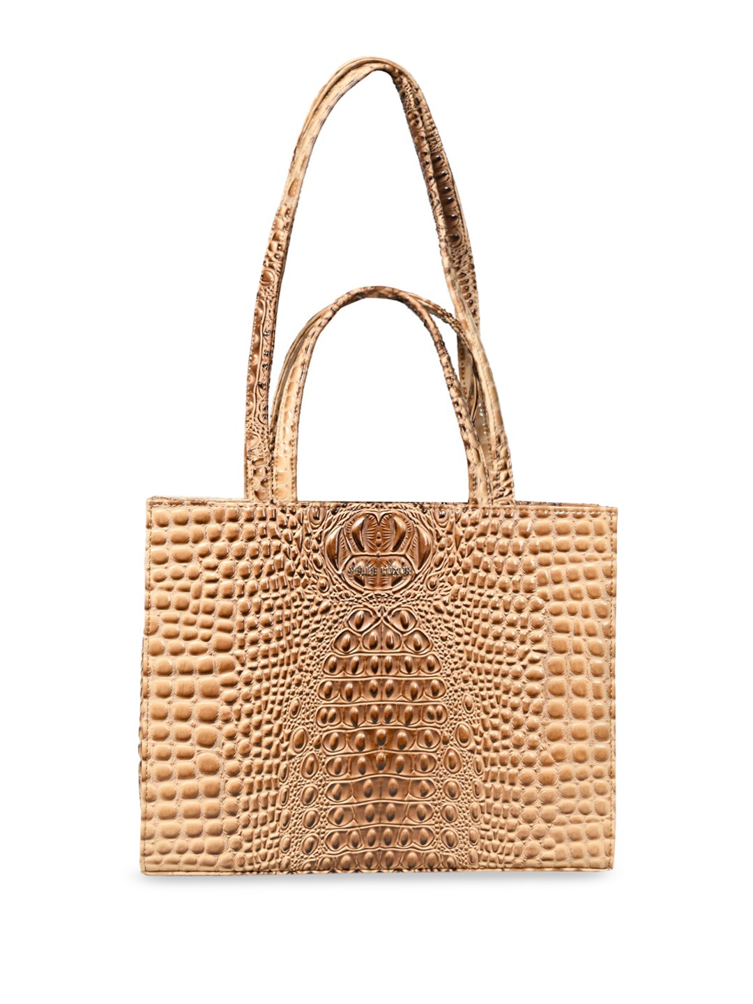 

PELLE LUXUR Textured PU Shopper Shoulder Bag with Bow Detail, Brown