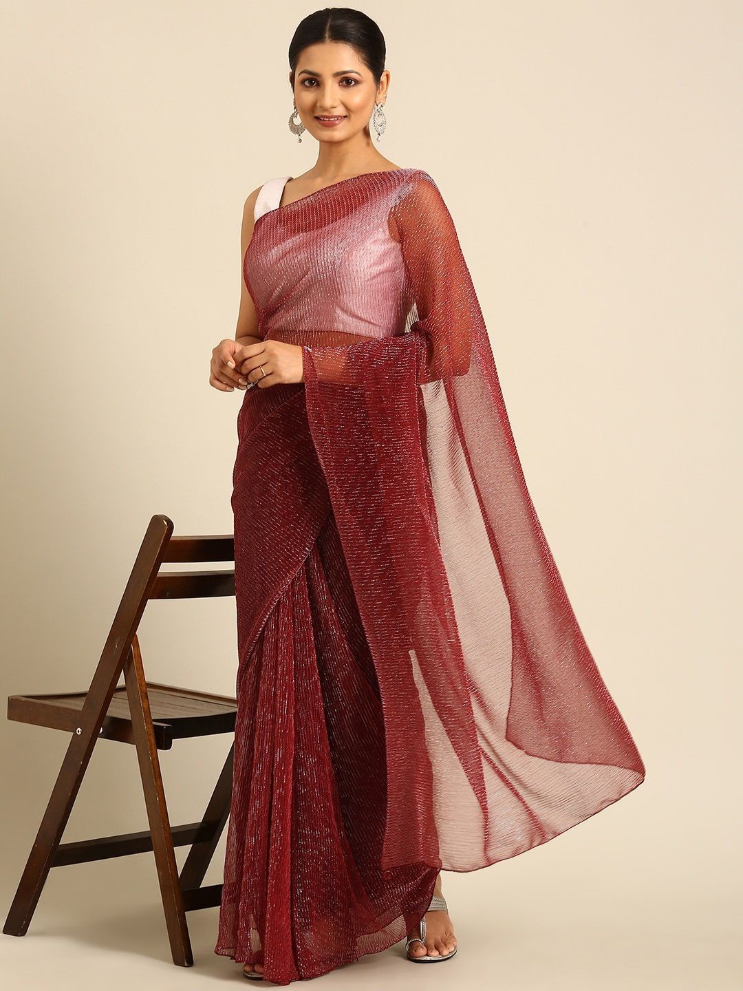 

all about you Embellished Saree, Maroon