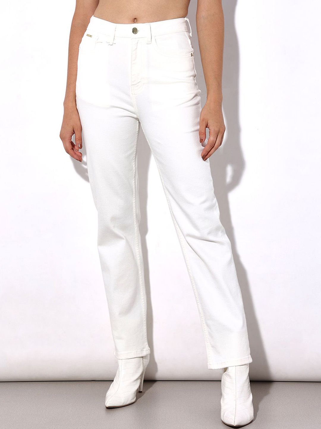 

ONLY Women Straight Fit High-Rise Stretchable Jeans, White