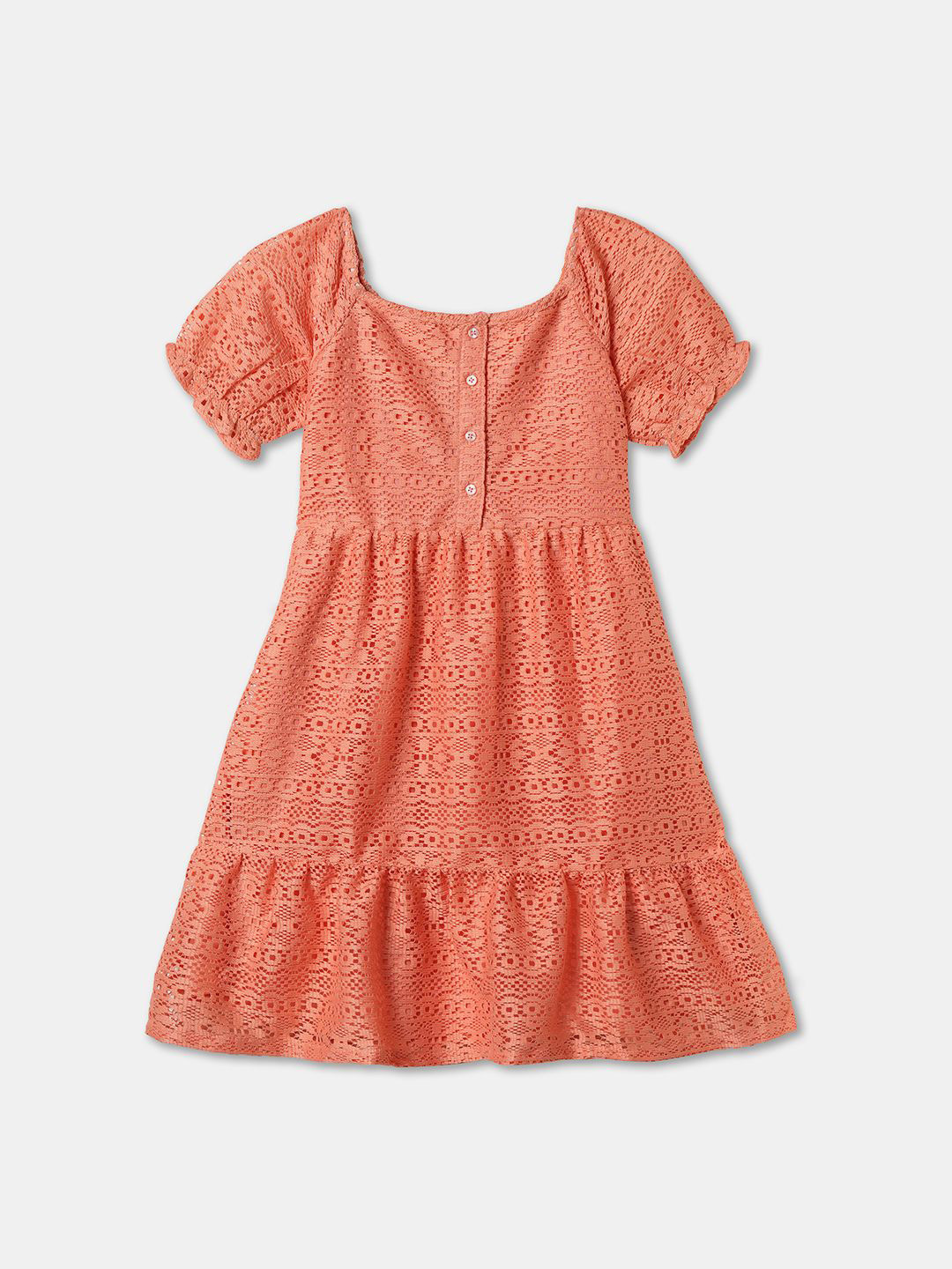 

R&B Puff Sleeve A-Line Dress, Peach