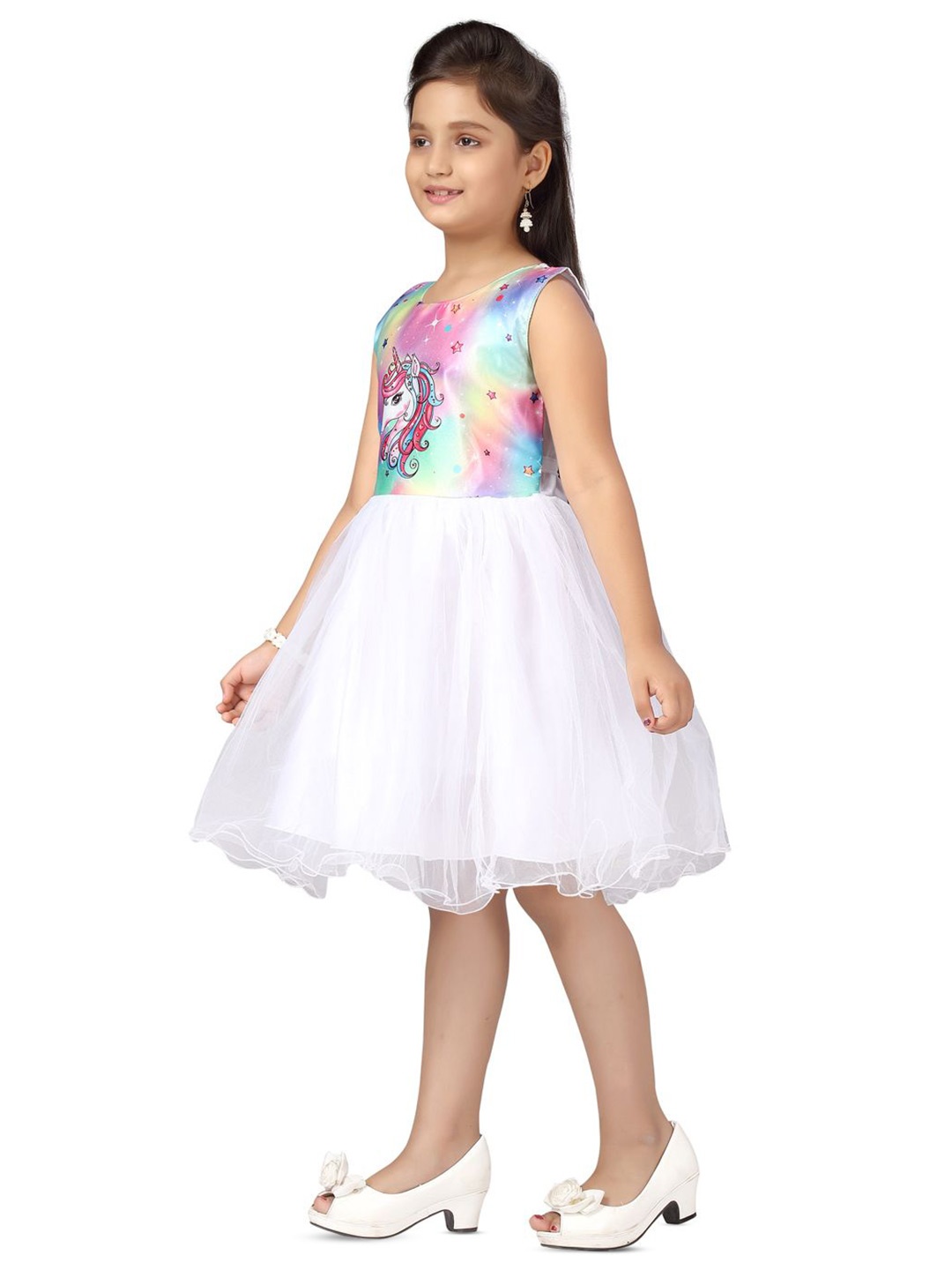 

BAESD Floral Print Net Fit & Flare Dress, White