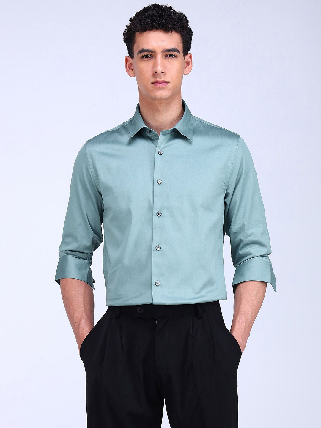 

Flying Machine Men Slim Fit Opaque Casual Shirt, Blue