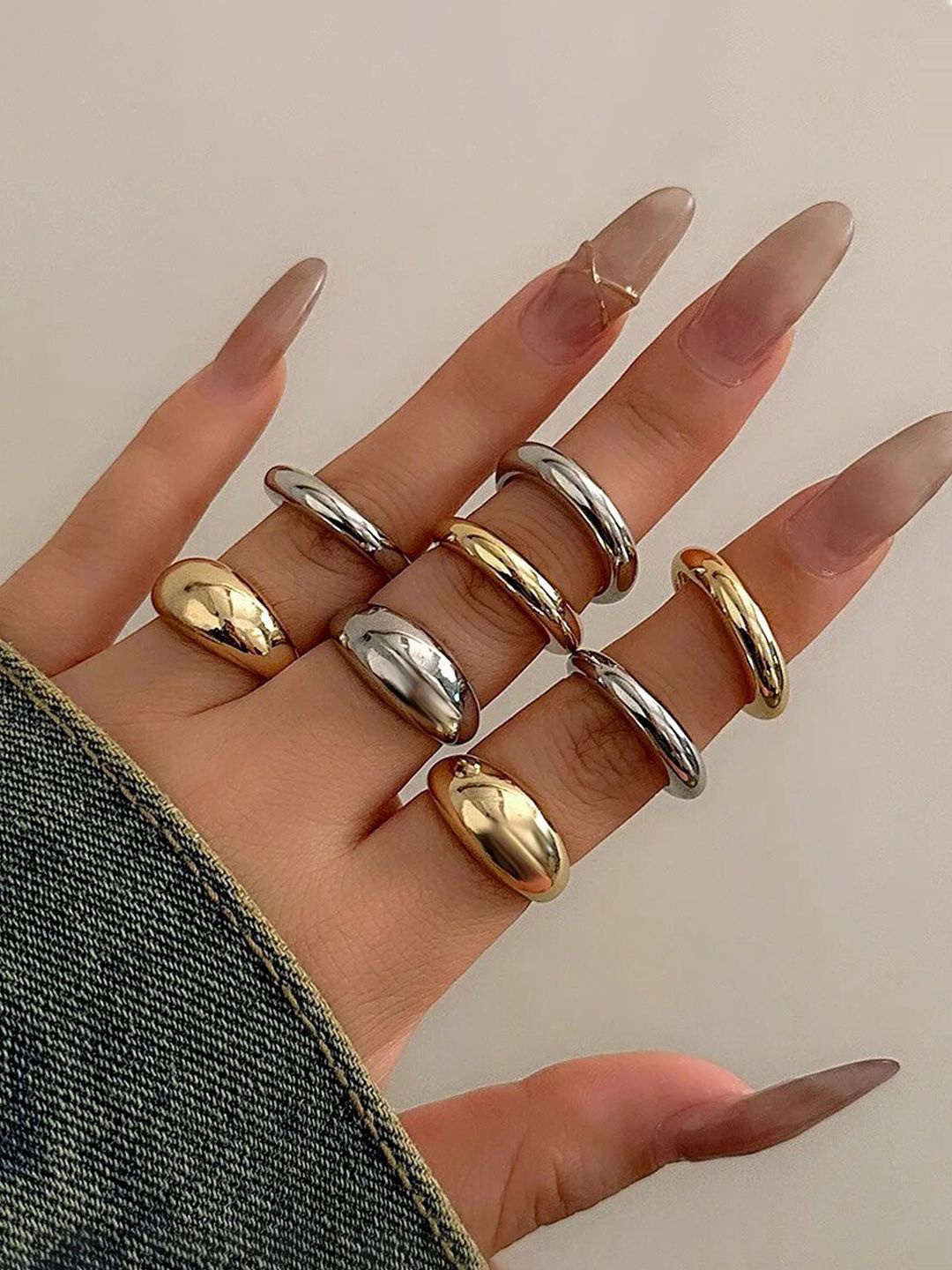 

Jewels Galaxy Set Of 8 Gold & Silver-Plated Finger Ring