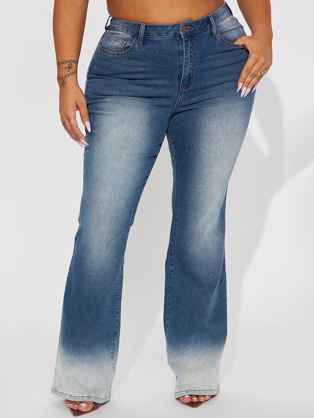

LULU & SKY Women Boyfriend Fit High-Rise Heavy Fade Jeans, Blue