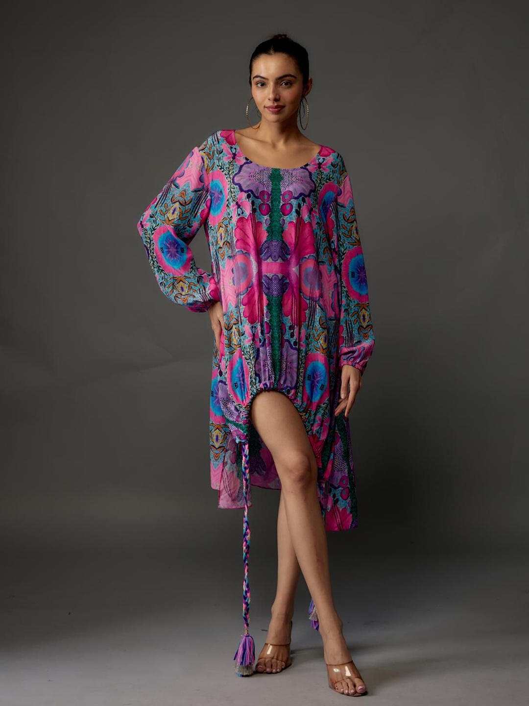 

PS PRET BY PAYAL SINGHAL Floral Print Crepe Kaftan Longline Top, Pink