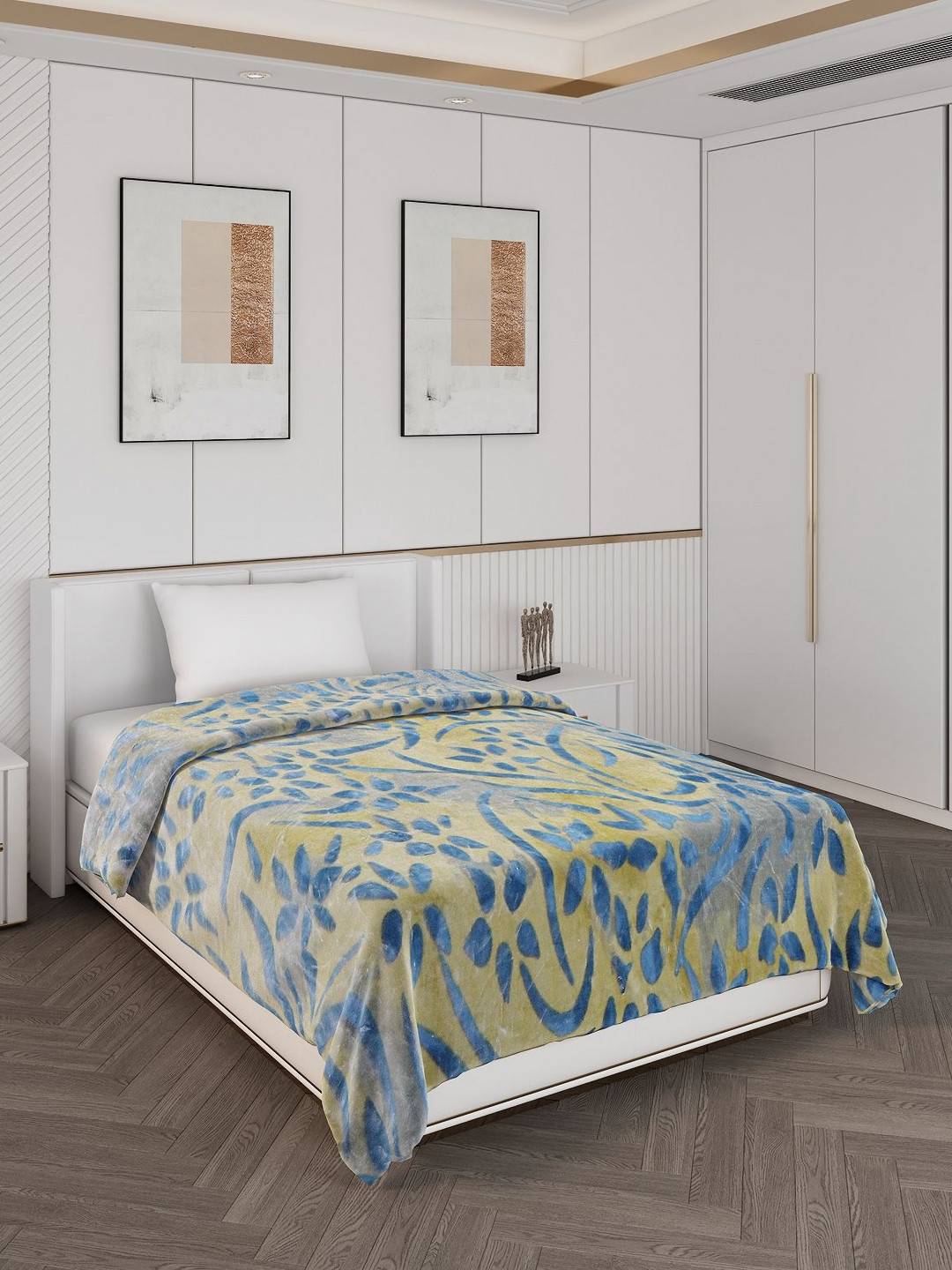 

Monte Carlo Blue & Yellow Floral Mild Winter 600 GSM Single Bed Blanket