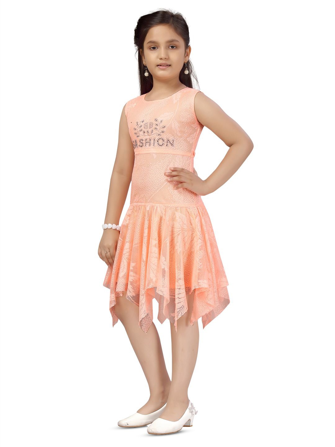 

BAESD Embellished Net Fit & Flare Dress, Peach