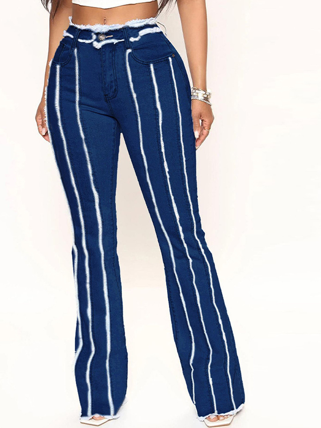 

LULU & SKY Women Bootcut High-Rise Jeans, Navy blue