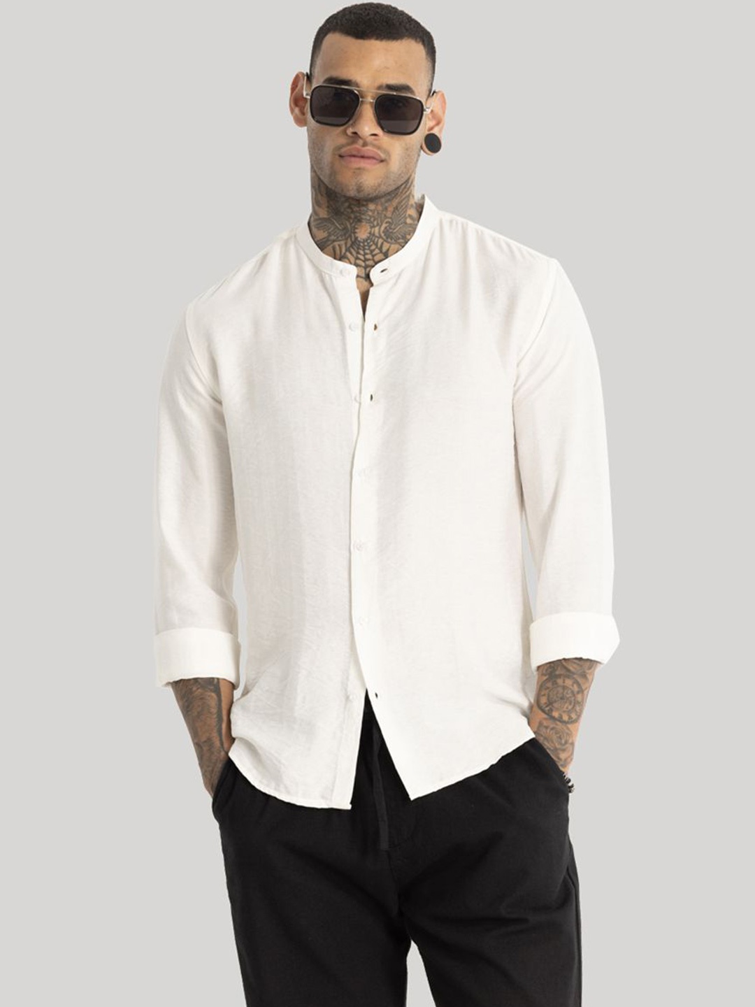 

Snitch Men Smart Slim Fit Opaque Casual Shirt, White