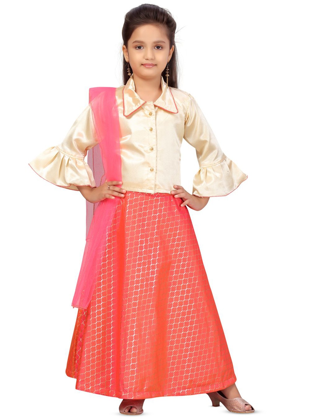 

BAESD Girls Ready to Wear Lehenga & Blouse With Dupatta, Beige