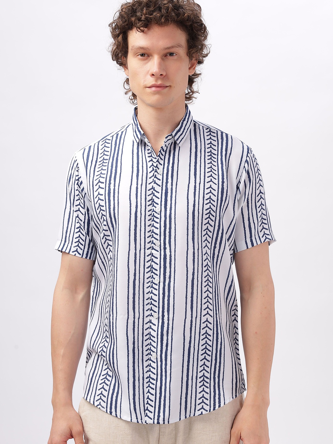 

HAMPTONS Printed Lining Casual Shirt, Blue