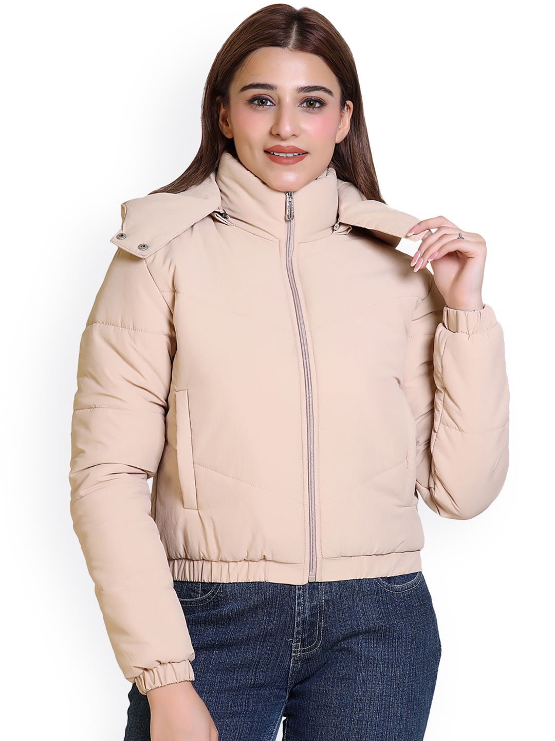 

Brazo Women Lightweight Bomber Puffer Jacket, Beige