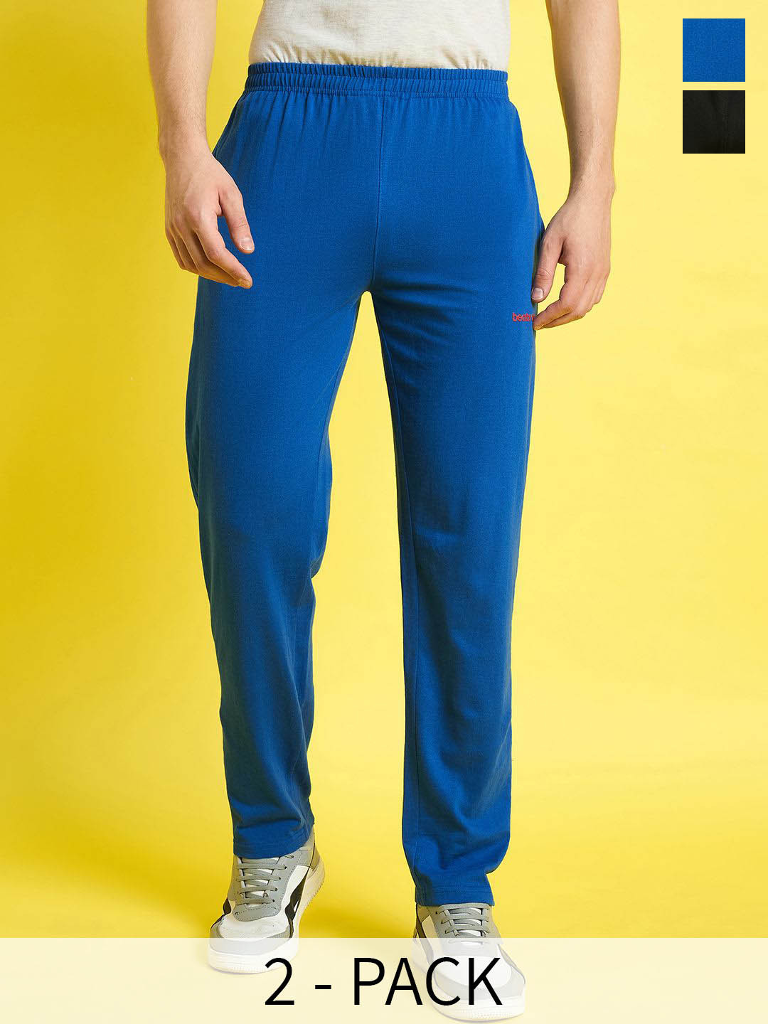 

Men Pack Of 2 Mid-Rise Track Pants, Blue