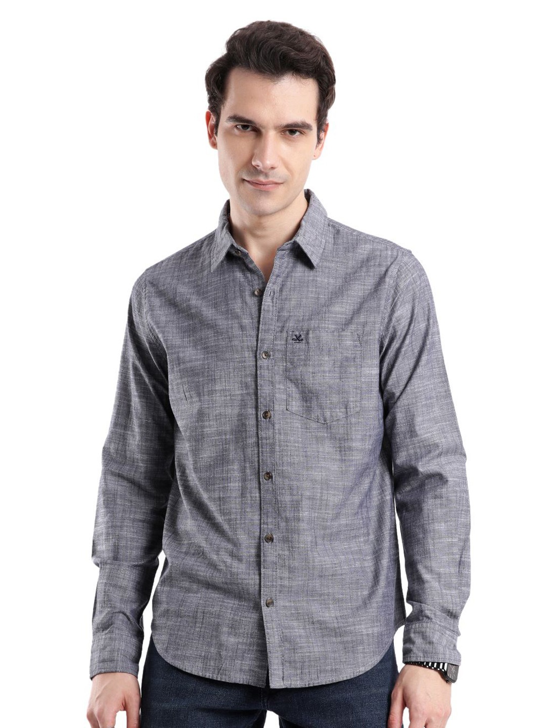 

WROGN Men Custom Opaque Checked Casual Shirt, Blue