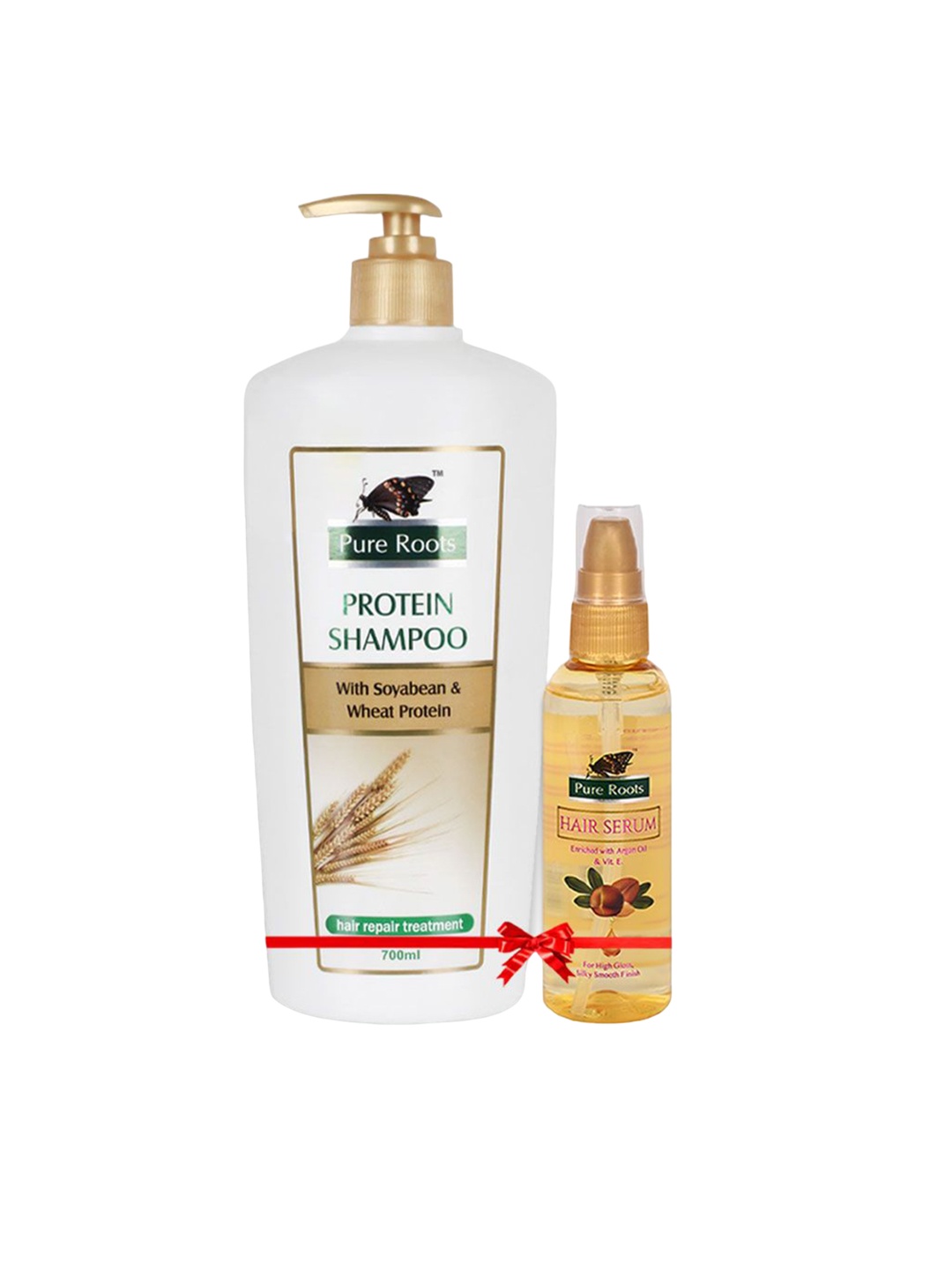 

pure roots Set of Protein Shampoo & Hair Serum - 700ml +100ml, White