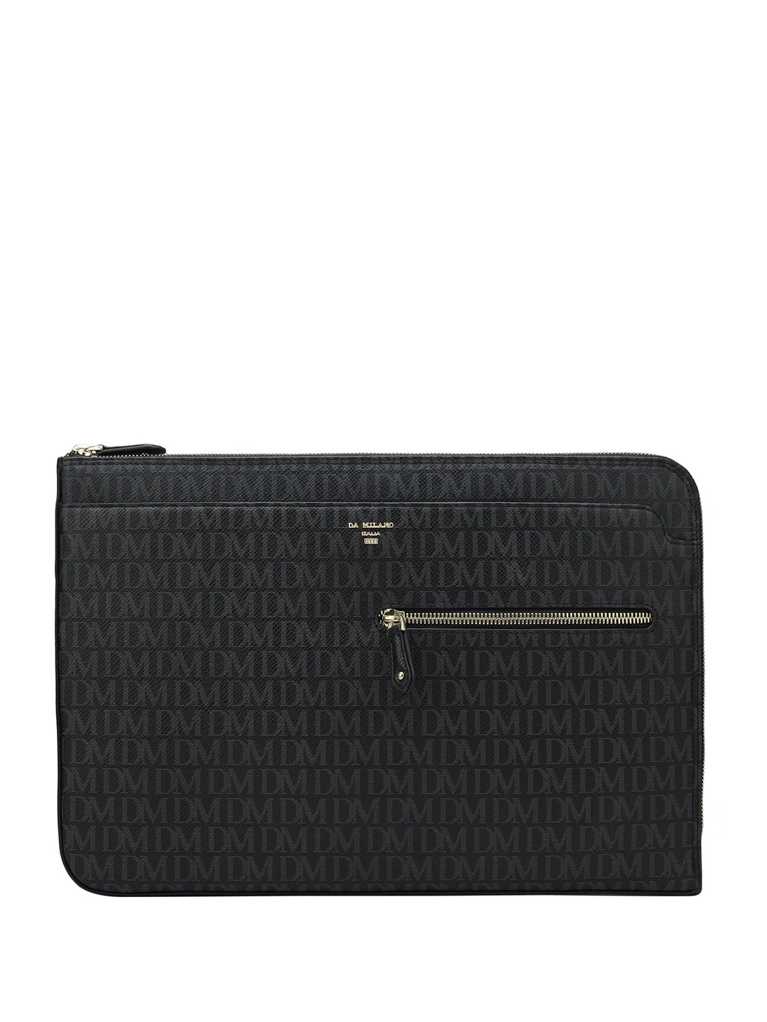 

Da Milano Unisex Textured Leather Laptop Bag, Black