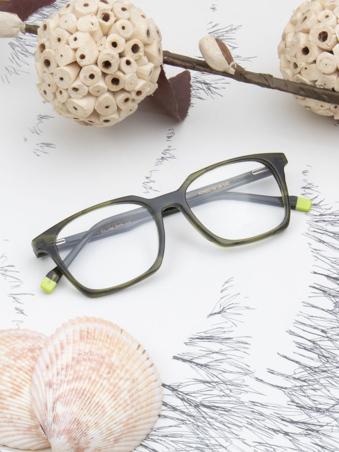 

Ted Smith Unisex 100% Acetate Full Rim Square Frames, Green