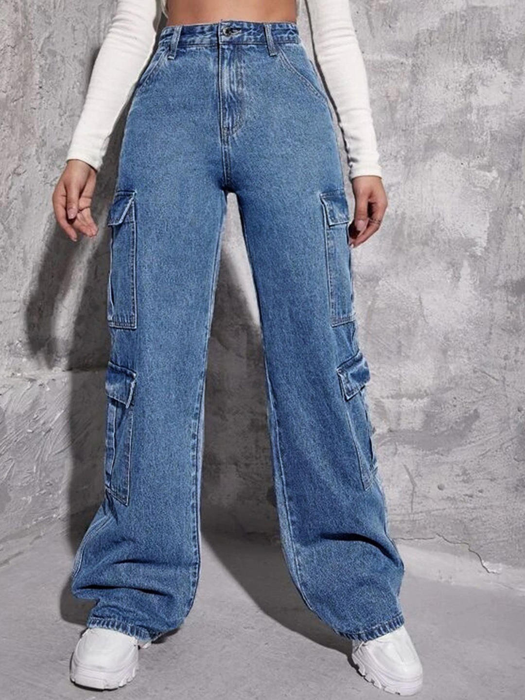 

LULU & SKY Women Boyfriend Fit High-Rise Low Distress Light Fade Jeans, Blue